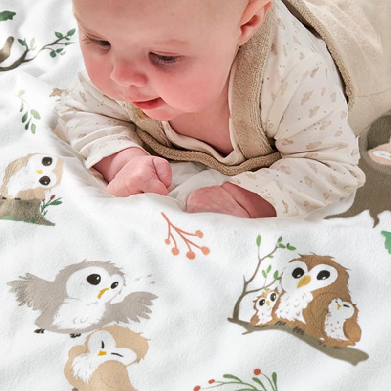 BOPRIO Baby Blankets for Unisex Boys Girls, Ultra Soft Nursery Minky Blankets with Owl Family Design and Dotted Fleece Backing, Cozy Bed Throws for Newborn Toddler Gift 30 x 40 Inch - Image 2